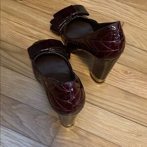 Elegant Burgundy Quilted Women's Heels